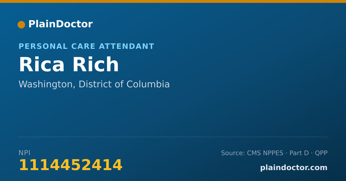 Shareable card for Rica Rich - Personal Care Attendant, Washington, DC