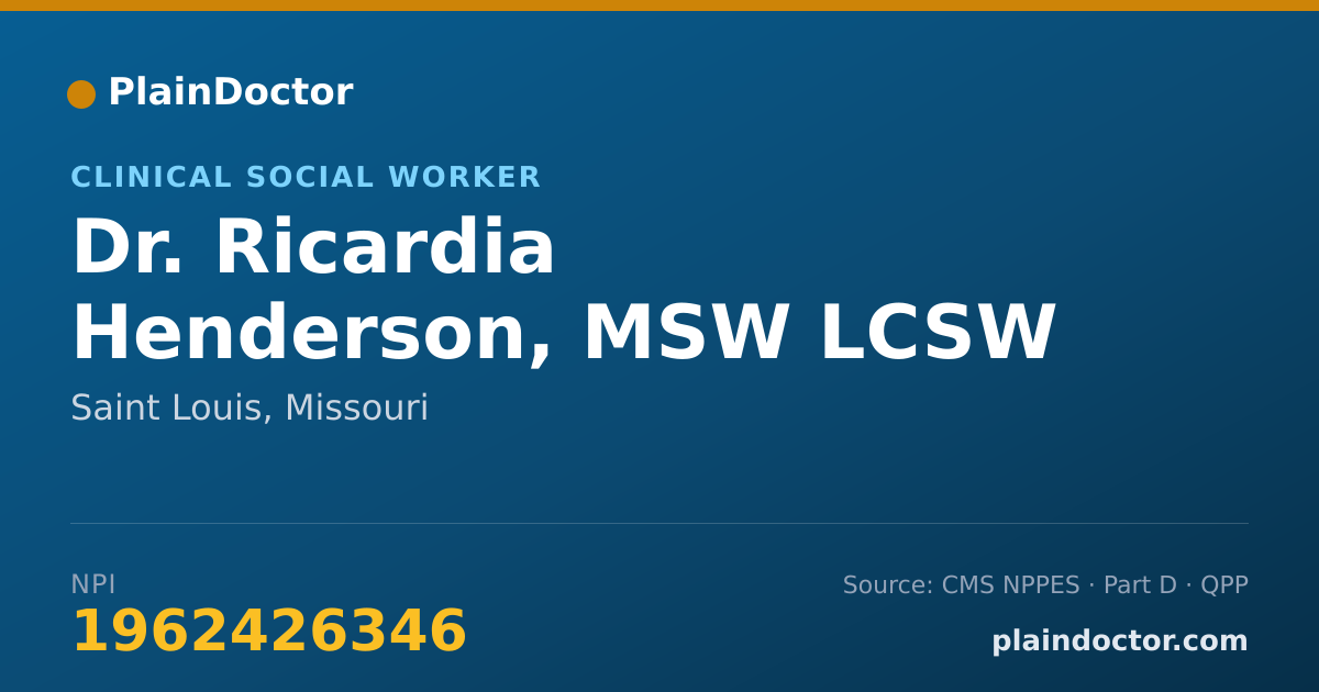 Shareable card for Ricardia Henderson, MSW LCSW - Clinical Social Worker, Saint Louis, MO