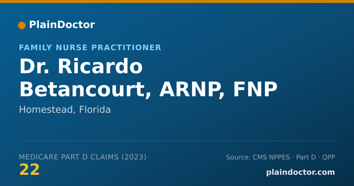 Shareable card for Ricardo Betancourt, ARNP, FNP - Family Nurse Practitioner, Homestead, FL