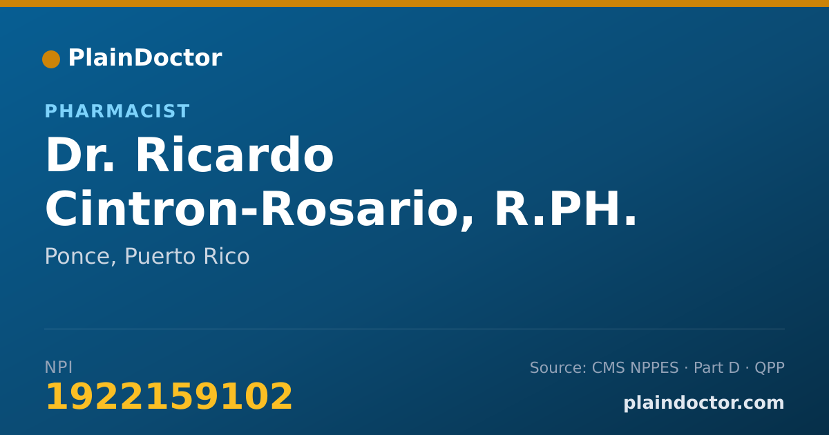 Shareable card for Ricardo Cintron-Rosario, R.PH. - Pharmacist, Ponce, PR