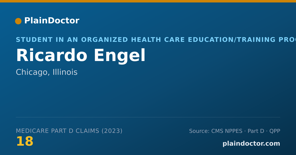 Shareable card for Ricardo Engel - Student in an Organized Health Care Education/Training Program, Chicago, IL