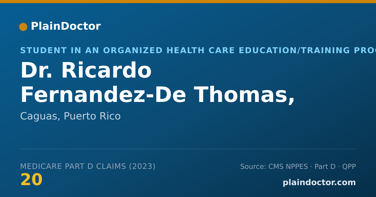 Shareable card for Ricardo Fernandez-De Thomas, MD - Student in an Organized Health Care Education/Training Program, Caguas, PR
