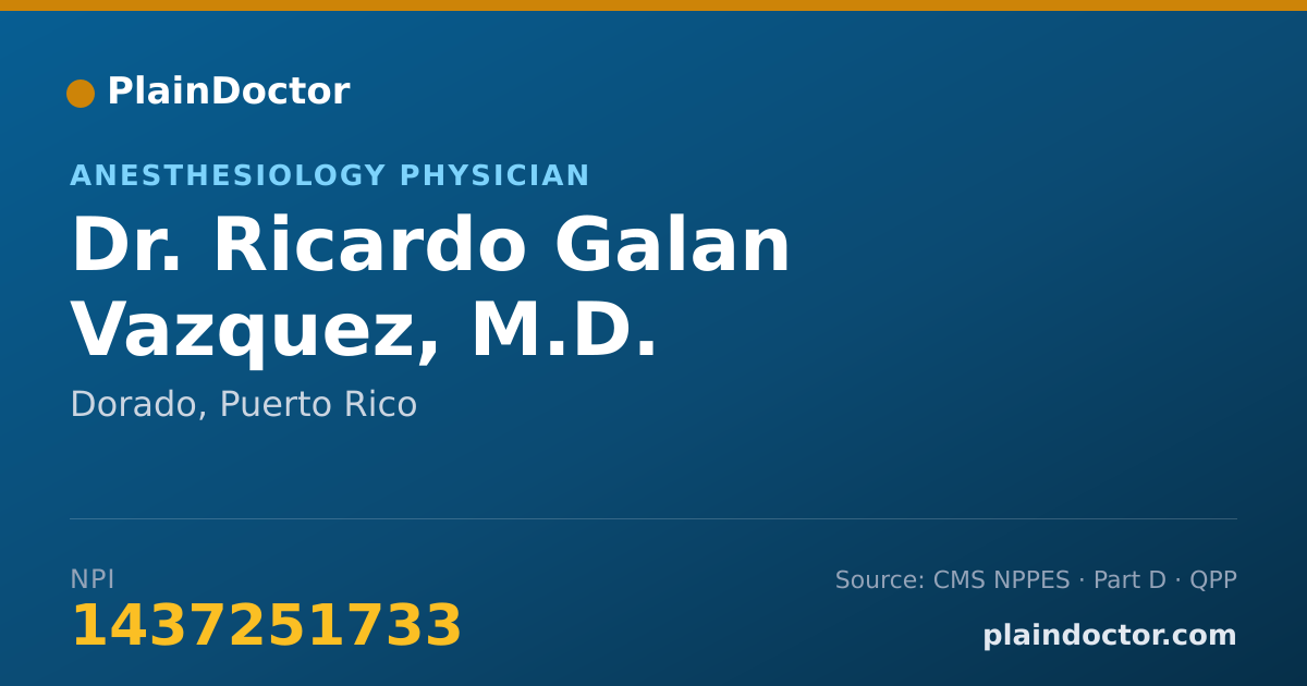 Shareable card for Ricardo Galan Vazquez, M.D. - Anesthesiology Physician, Dorado, PR