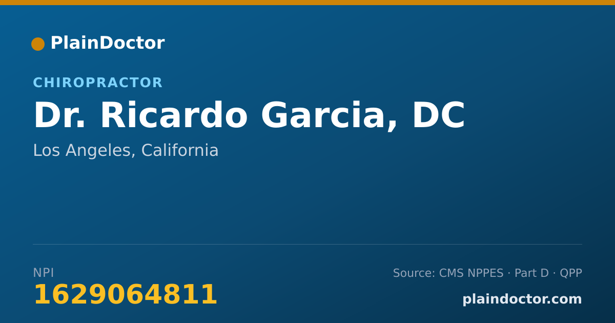 Shareable card for Ricardo Garcia, DC - Chiropractor, Los Angeles, CA