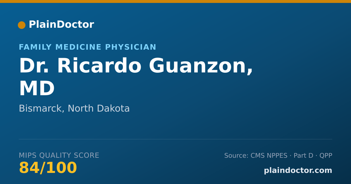 Shareable card for Ricardo Guanzon, MD - Family Medicine Physician, Bismarck, ND