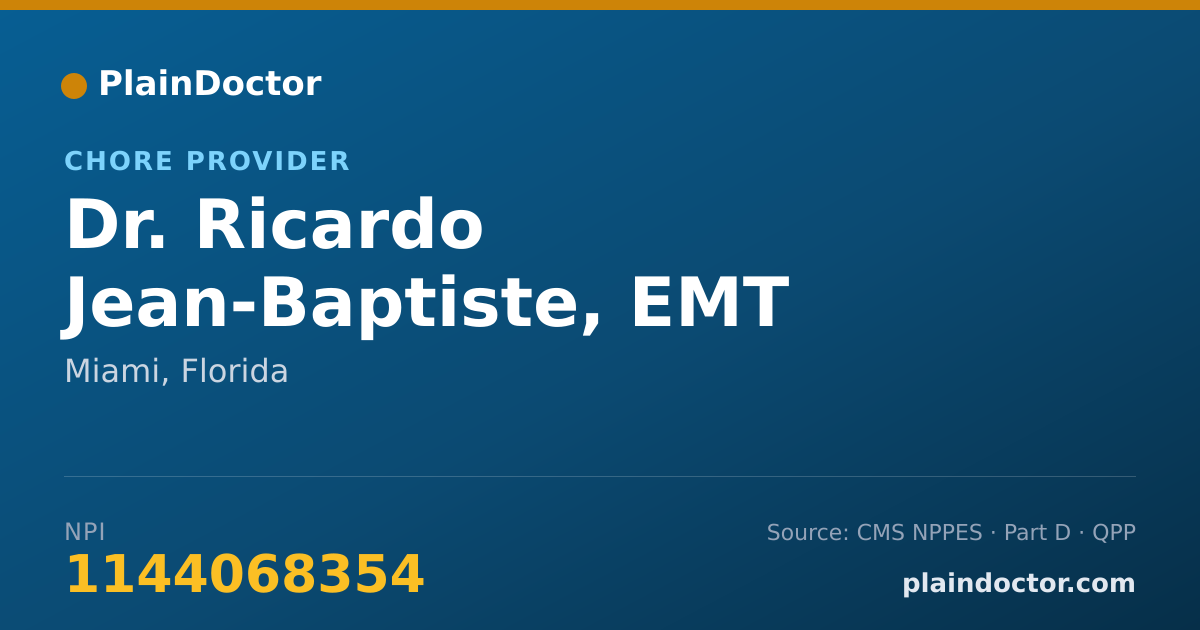 Shareable card for Ricardo Jean-Baptiste, EMT - Chore Provider, Miami, FL