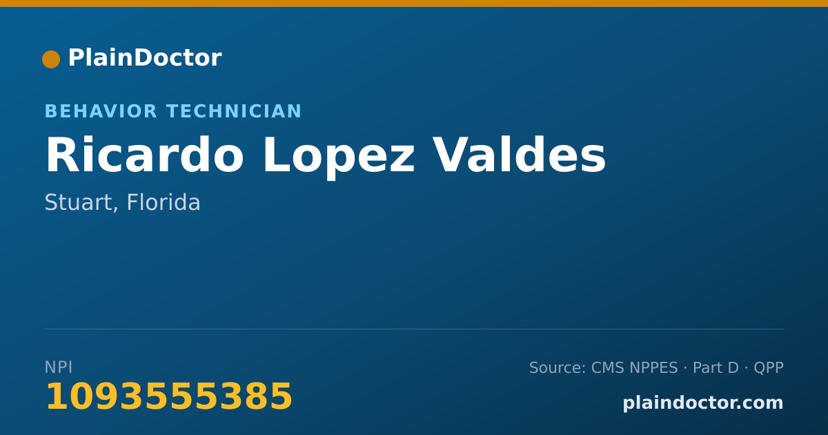 Shareable card for Ricardo Lopez Valdes - Behavior Technician, Stuart, FL