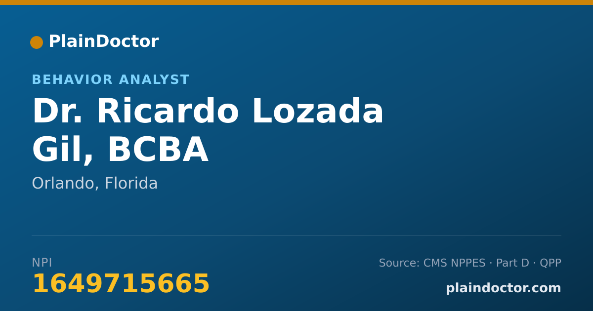 Shareable card for Ricardo Lozada Gil, BCBA - Behavior Analyst, Orlando, FL