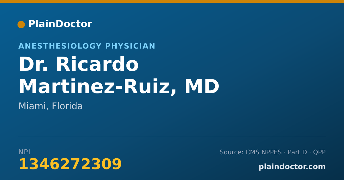 Shareable card for Ricardo Martinez-Ruiz, MD - Anesthesiology Physician, Miami, FL