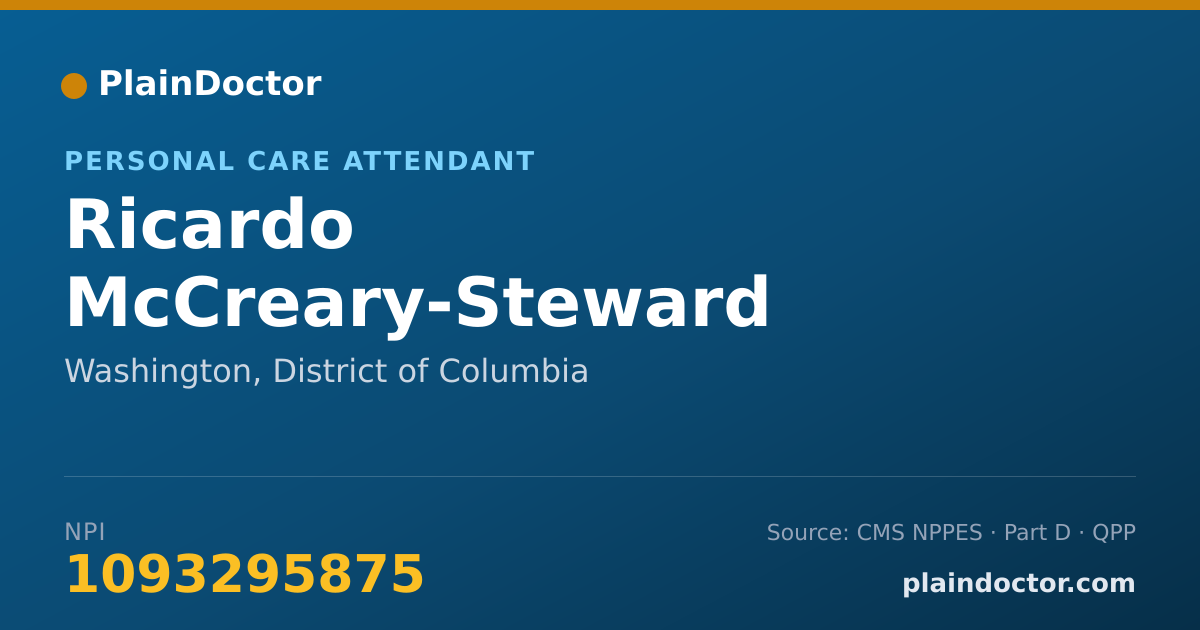 Shareable card for Ricardo McCreary-Steward - Personal Care Attendant, Washington, DC