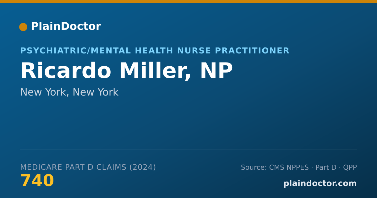 Shareable card for Ricardo Miller, NP - Psychiatric/Mental Health Nurse Practitioner, New York, NY