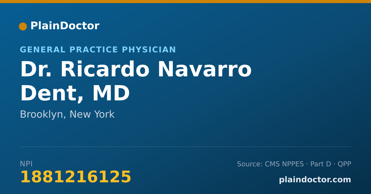 Shareable card for Ricardo Navarro Dent, MD - General Practice Physician, Brooklyn, NY
