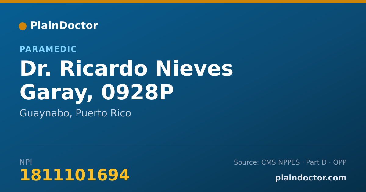 Shareable card for Ricardo Nieves Garay, 0928P - Paramedic, Guaynabo, PR