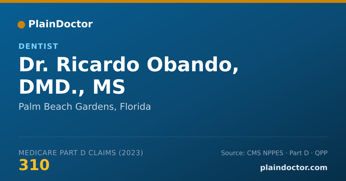 Shareable card for Ricardo Obando, DMD., MS - Dentist, Palm Beach Gardens, FL