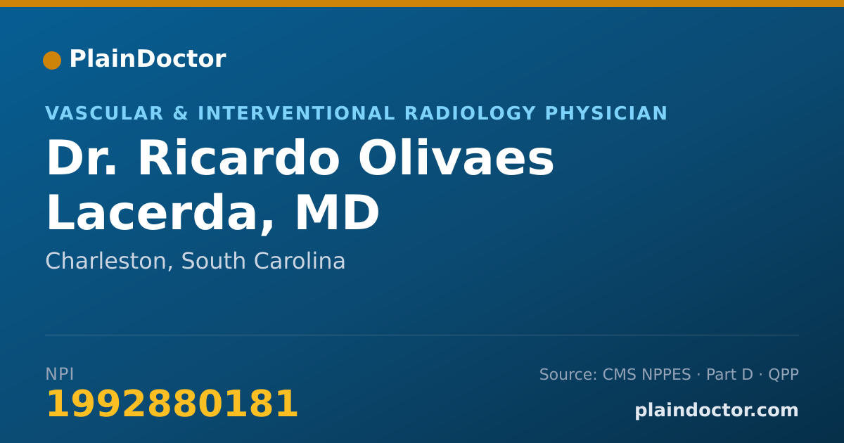 Shareable card for Ricardo Olivaes Lacerda, MD - Vascular & Interventional Radiology Physician, Charleston, SC
