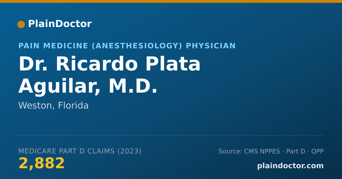 Shareable card for Ricardo Plata Aguilar, M.D. - Pain Medicine (Anesthesiology) Physician, Weston, FL