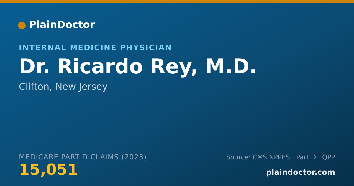 Shareable card for Ricardo Rey, M.D. - Internal Medicine Physician, Clifton, NJ
