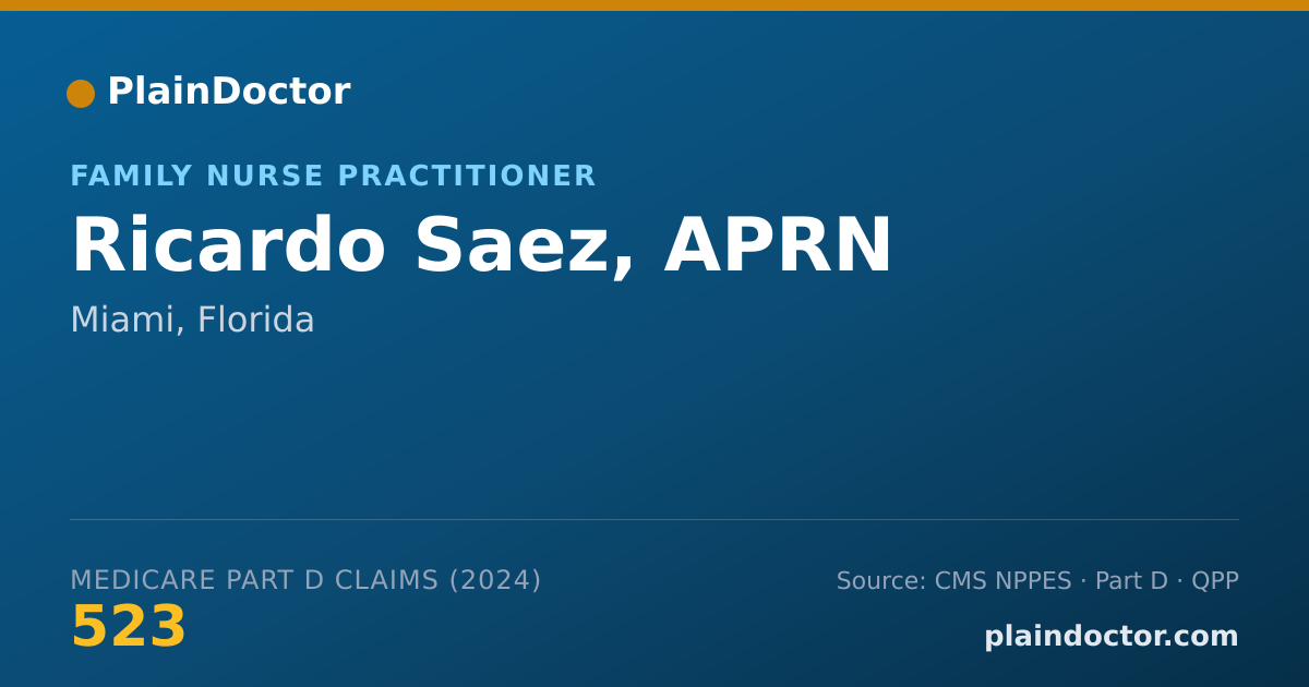 Shareable card for Ricardo Saez, APRN - Family Nurse Practitioner, Miami, FL