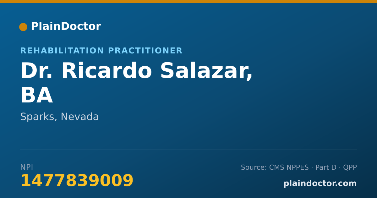 Shareable card for Ricardo Salazar, BA - Rehabilitation Practitioner, Sparks, NV