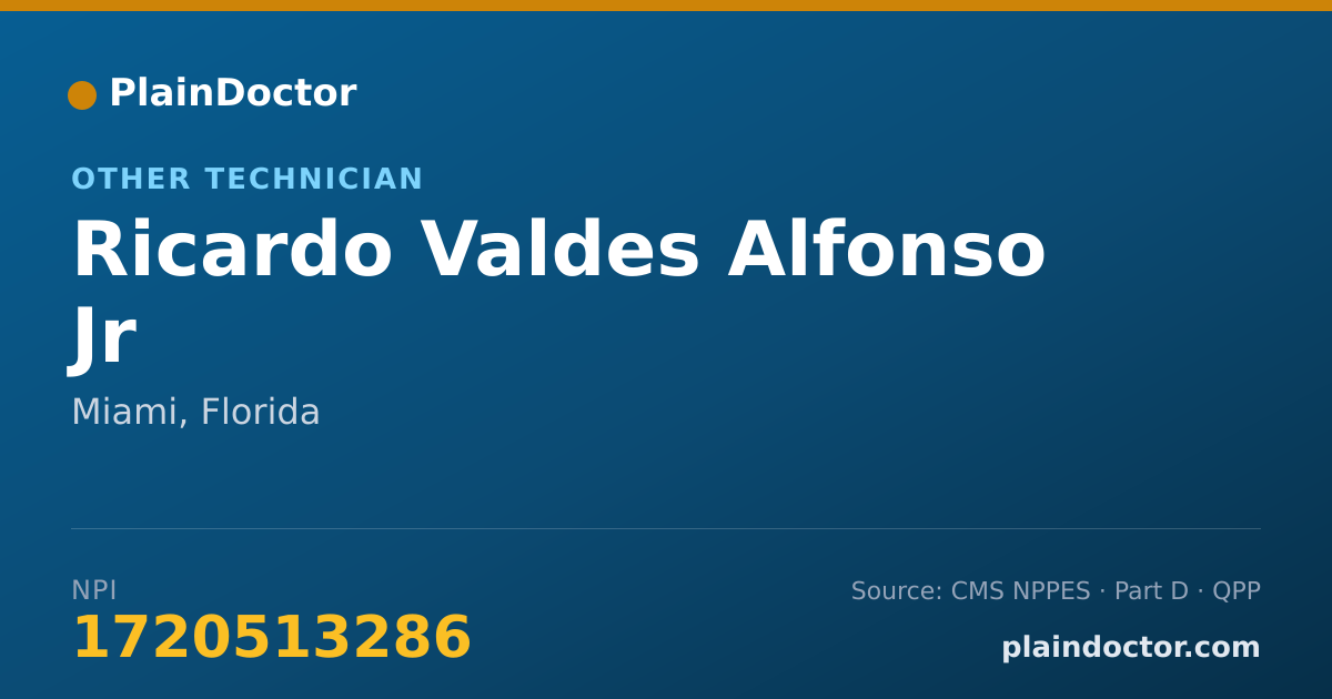 Shareable card for Ricardo Valdes Alfonso Jr - Other Technician, Miami, FL