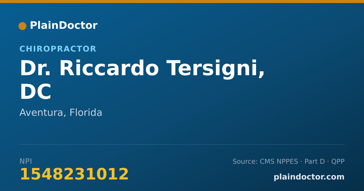 Shareable card for Riccardo Tersigni, DC - Chiropractor, Aventura, FL