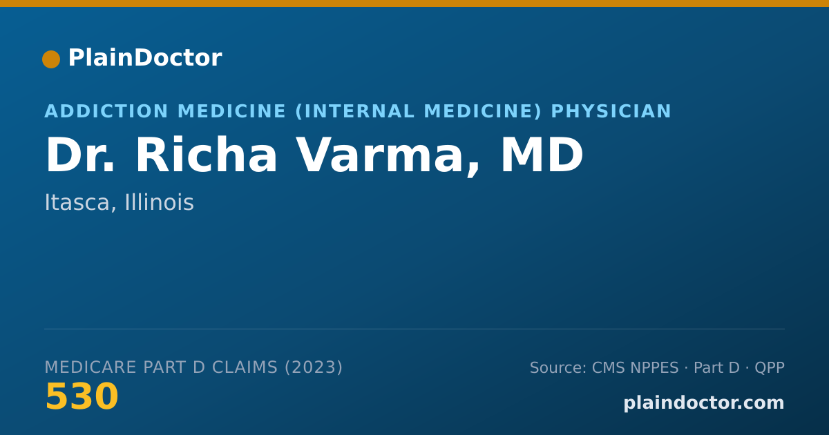 Shareable card for Richa Varma, MD - Addiction Medicine (Internal Medicine) Physician, Itasca, IL