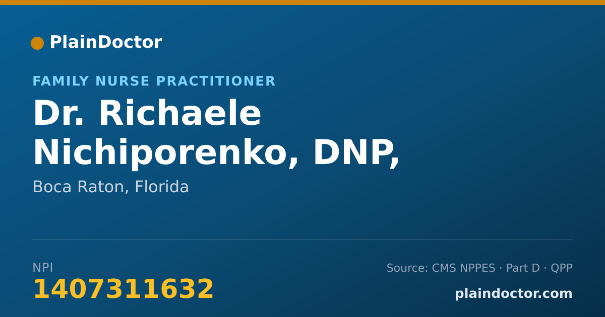 Shareable card for Richaele Nichiporenko, DNP, ARNP, FNP-BC - Family Nurse Practitioner, Boca Raton, FL