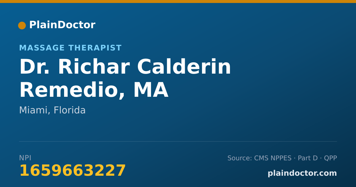 Shareable card for Richar Calderin Remedio, MA - Massage Therapist, Miami, FL