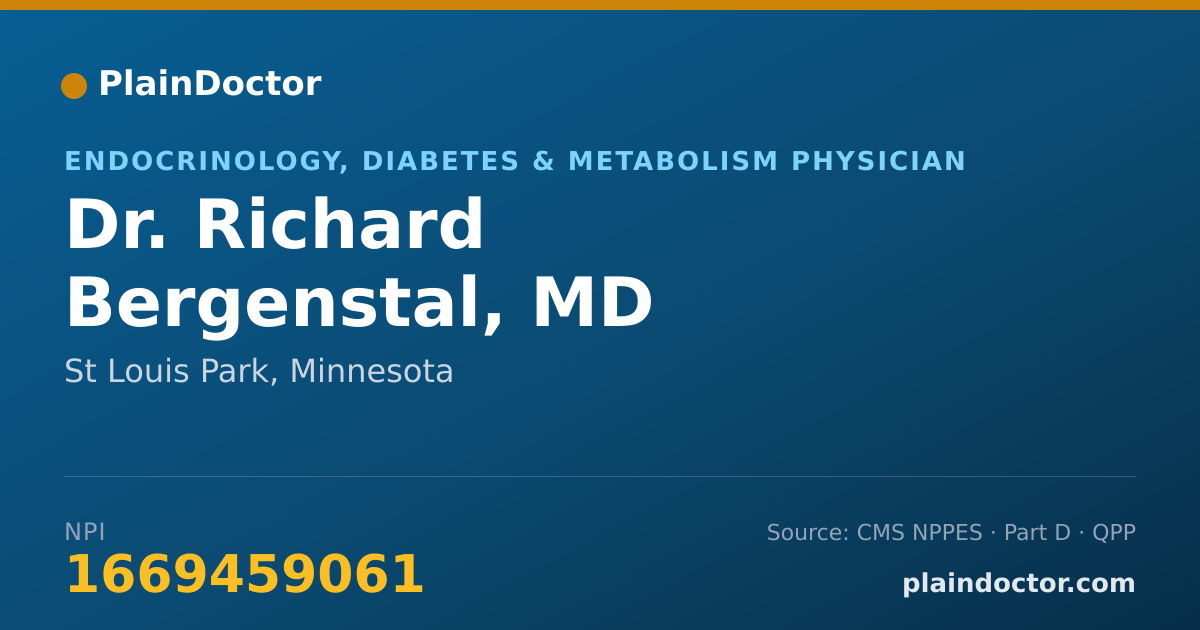 Shareable card for Richard Bergenstal, MD - Endocrinology, Diabetes & Metabolism Physician, St Louis Park, MN