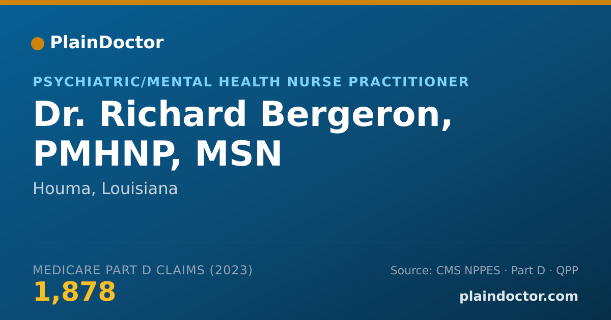 Shareable card for Richard Bergeron, PMHNP, MSN - Psychiatric/Mental Health Nurse Practitioner, Houma, LA