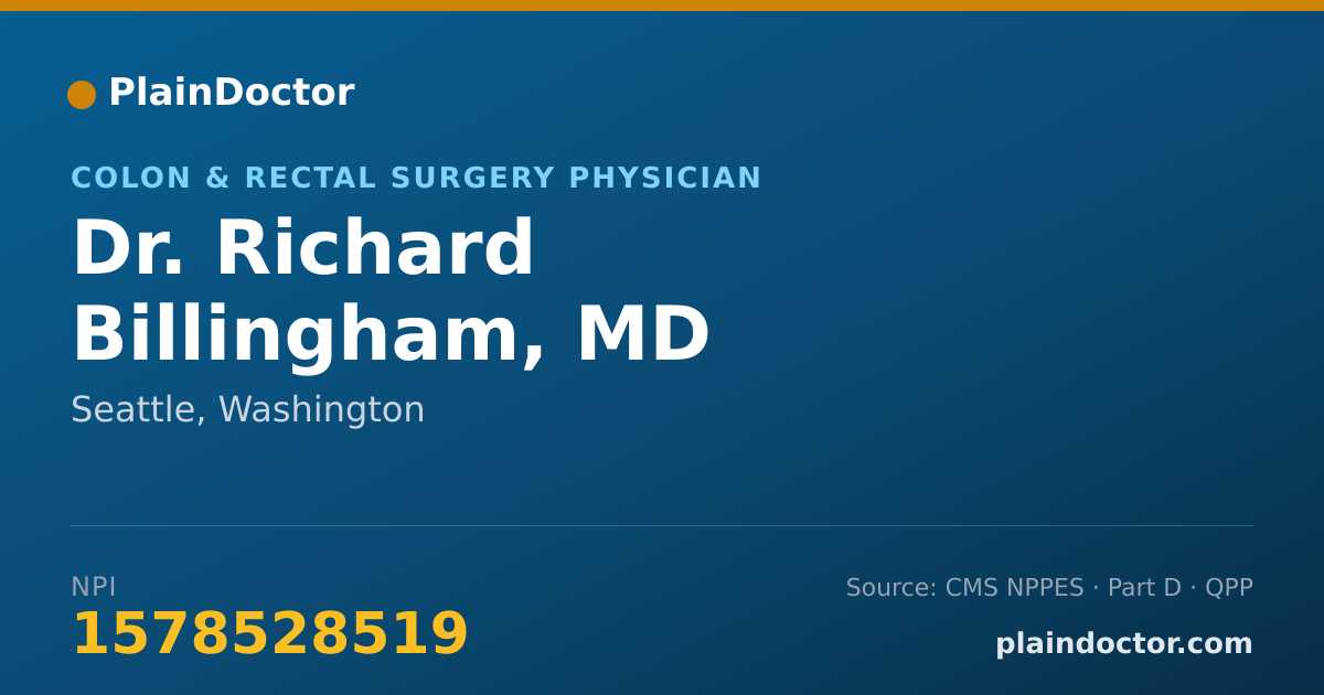 Shareable card for Richard Billingham, MD - Colon & Rectal Surgery Physician, Seattle, WA