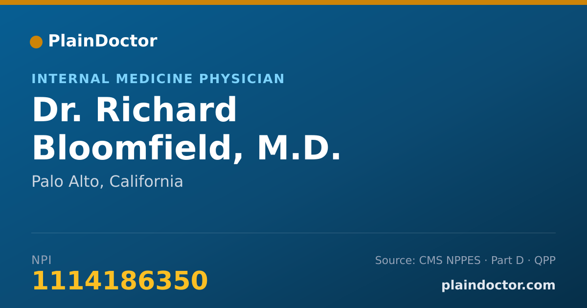 Shareable card for Richard Bloomfield, M.D. - Internal Medicine Physician, Palo Alto, CA