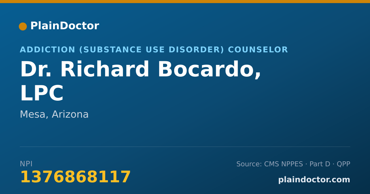 Shareable card for Richard Bocardo, LPC - Addiction (Substance Use Disorder) Counselor, Mesa, AZ