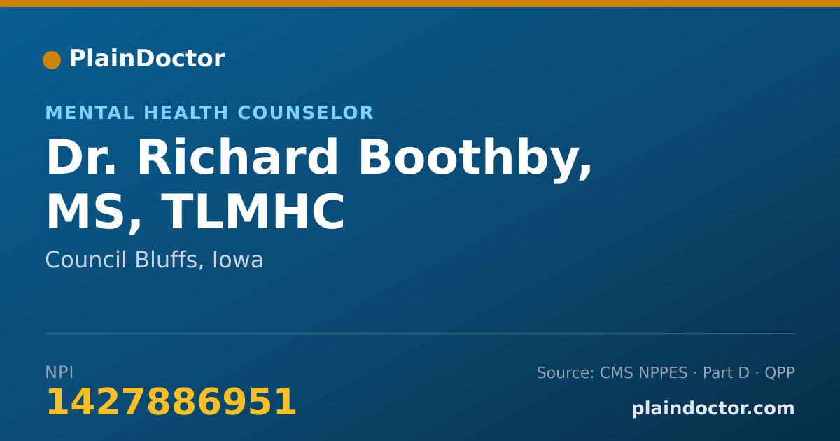 Shareable card for Richard Boothby, MS, TLMHC - Mental Health Counselor, Council Bluffs, IA