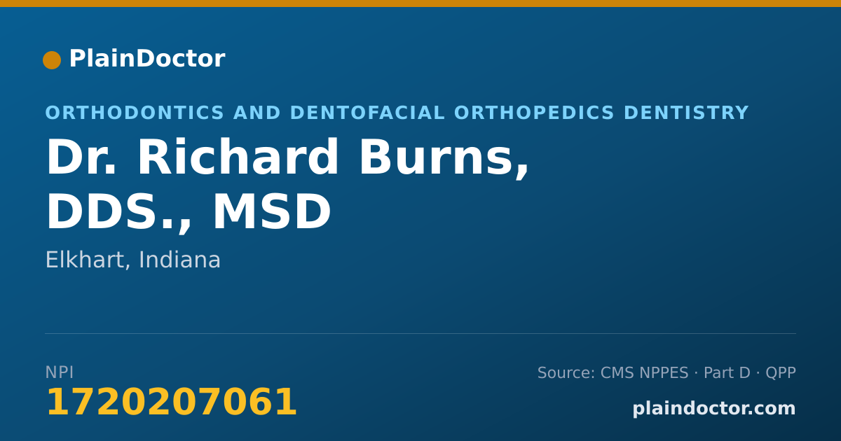 Shareable card for Richard Burns, DDS., MSD - Orthodontics and Dentofacial Orthopedics Dentistry, Elkhart, IN