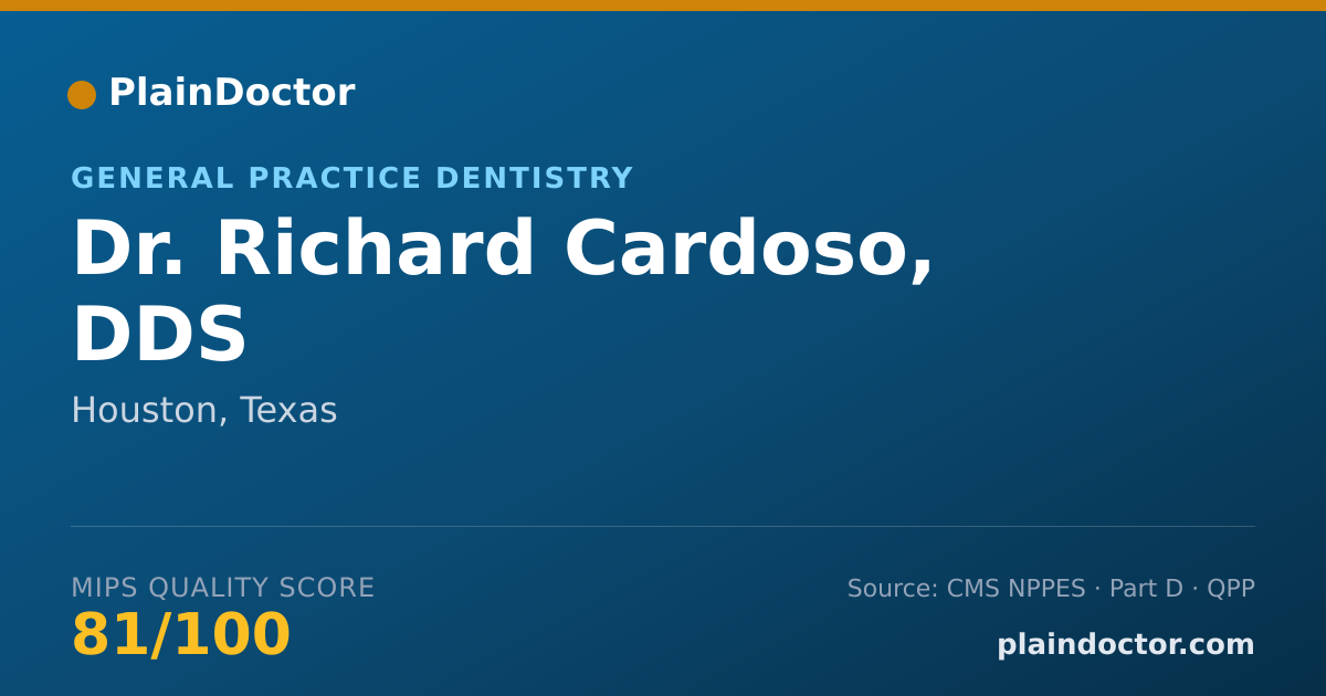 Shareable card for Richard Cardoso, DDS - General Practice Dentistry, Houston, TX
