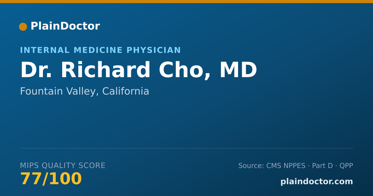Shareable card for Richard Cho, MD - Internal Medicine Physician, Fountain Valley, CA