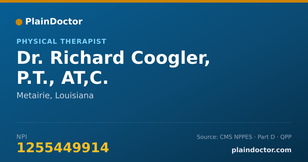 Shareable card for Richard Coogler, P.T., AT,C. - Physical Therapist, Metairie, LA