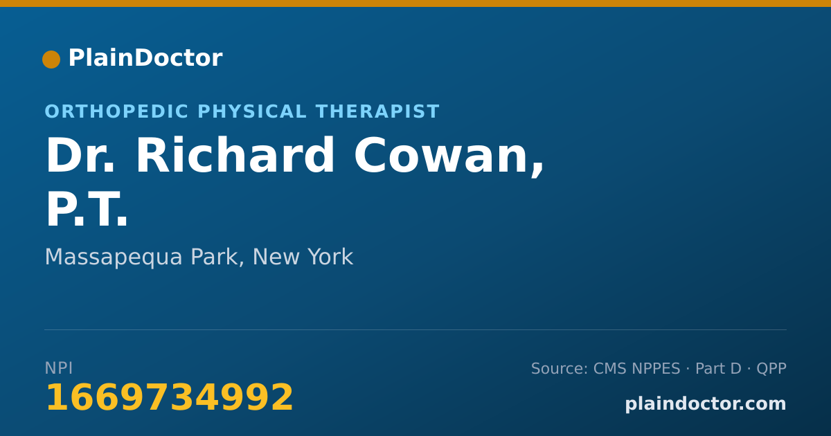 Shareable card for Richard Cowan, P.T. - Orthopedic Physical Therapist, Massapequa Park, NY