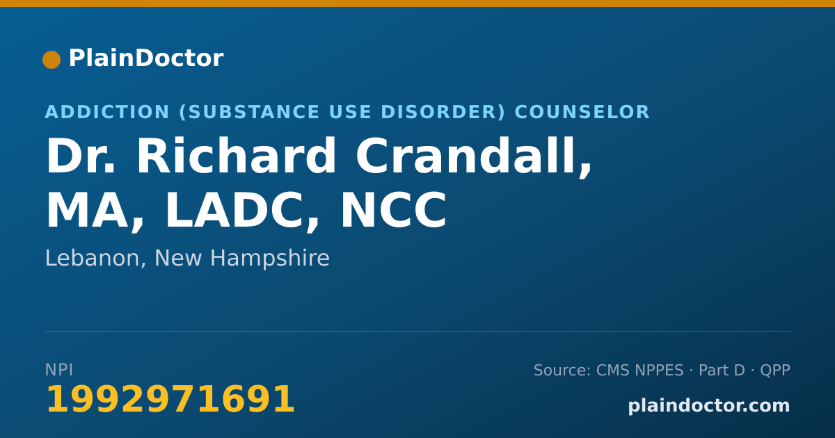Shareable card for Richard Crandall, MA, LADC, NCC - Addiction (Substance Use Disorder) Counselor, Lebanon, NH