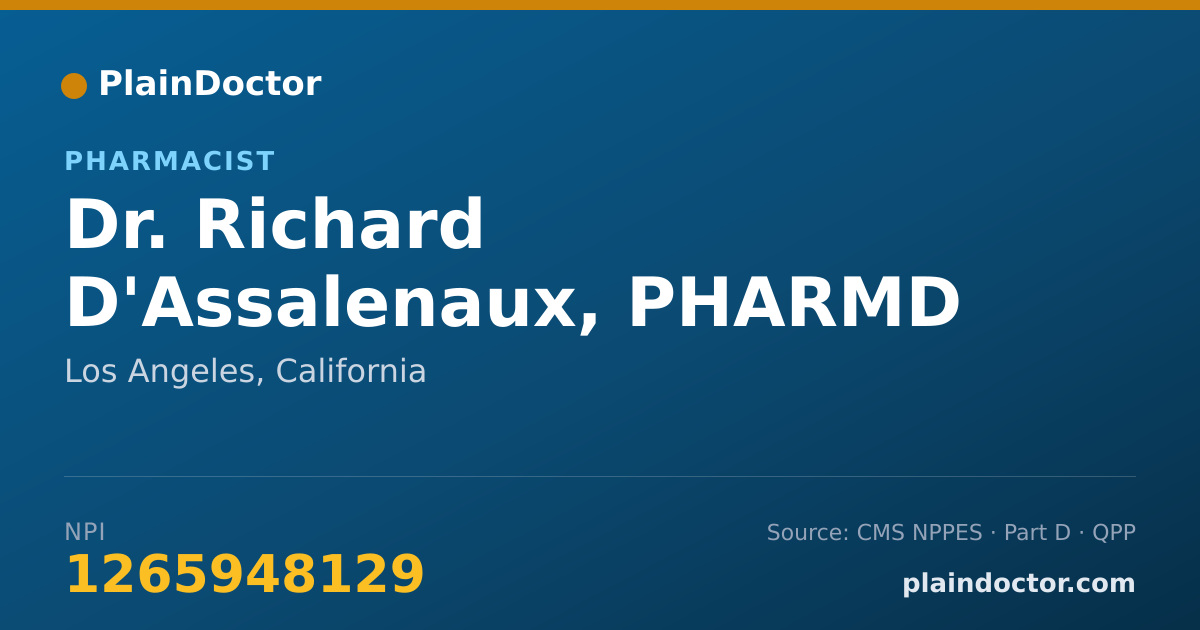 Shareable card for Richard D'Assalenaux, PHARMD - Pharmacist, Los Angeles, CA