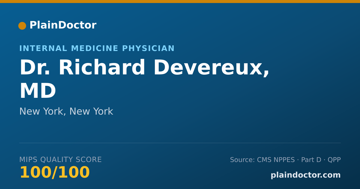 Shareable card for Richard Devereux, MD - Internal Medicine Physician, New York, NY