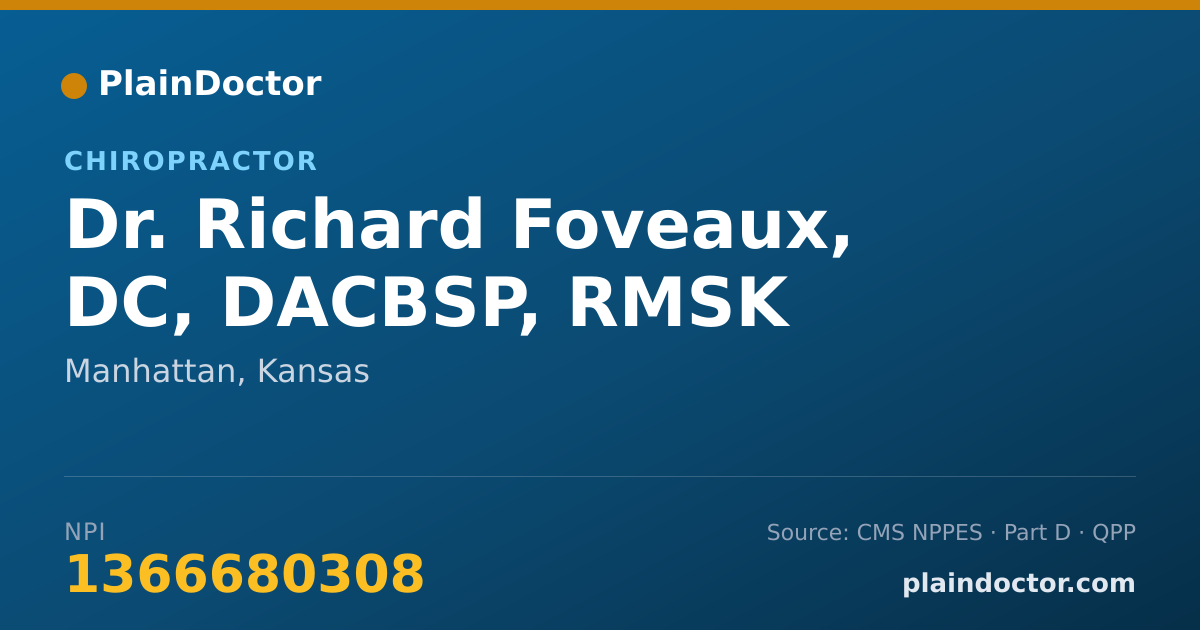 Shareable card for Richard Foveaux, DC, DACBSP, RMSK - Chiropractor, Manhattan, KS