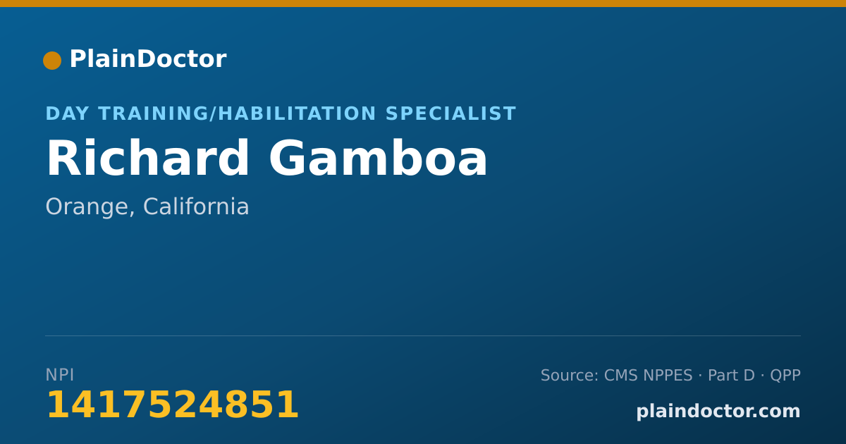 Shareable card for Richard Gamboa - Day Training/Habilitation Specialist, Orange, CA