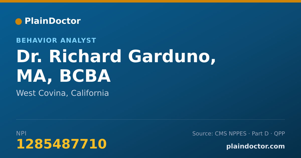 Shareable card for Richard Garduno, MA, BCBA - Behavior Analyst, West Covina, CA