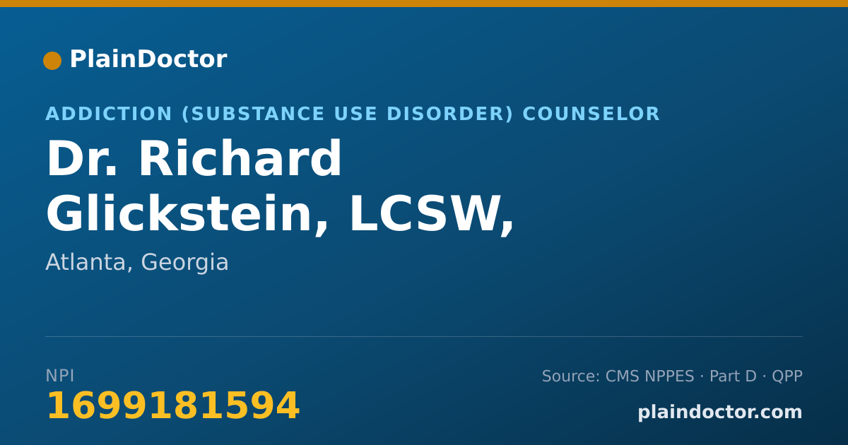 Shareable card for Richard Glickstein, LCSW, LISW-CP - Addiction (Substance Use Disorder) Counselor, Atlanta, GA