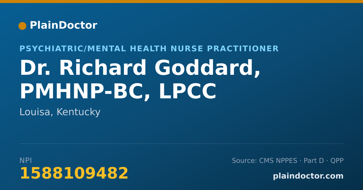 Shareable card for Richard Goddard, PMHNP-BC, LPCC - Psychiatric/Mental Health Nurse Practitioner, Louisa, KY