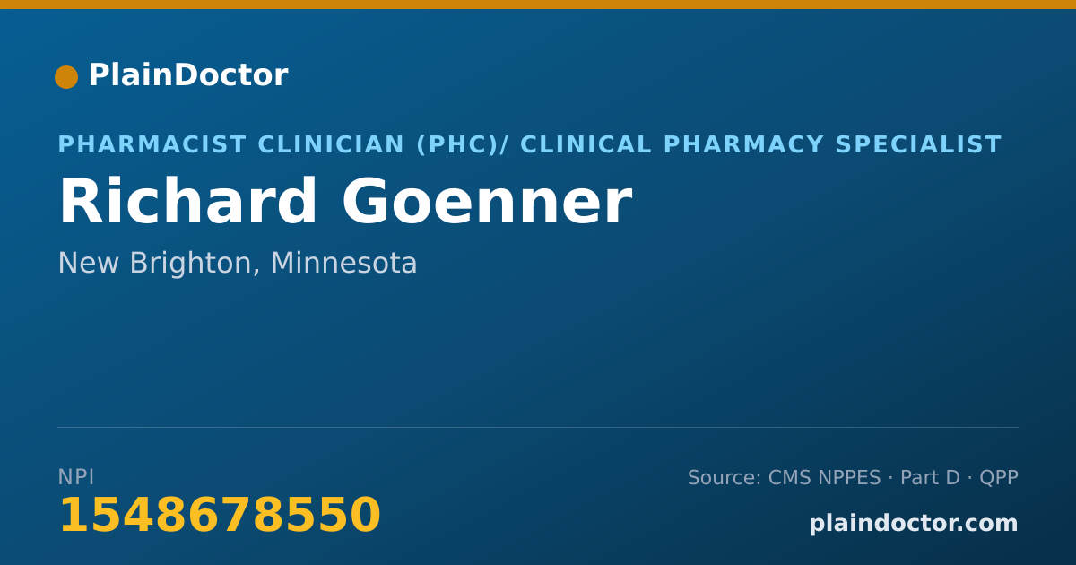 Shareable card for Richard Goenner - Pharmacist Clinician (PhC)/ Clinical Pharmacy Specialist, New Brighton, MN