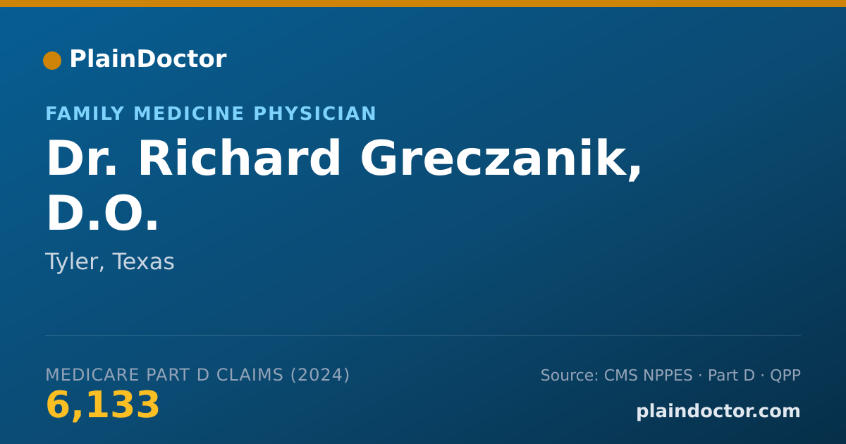 Shareable card for Richard Greczanik, D.O. - Family Medicine Physician, Tyler, TX