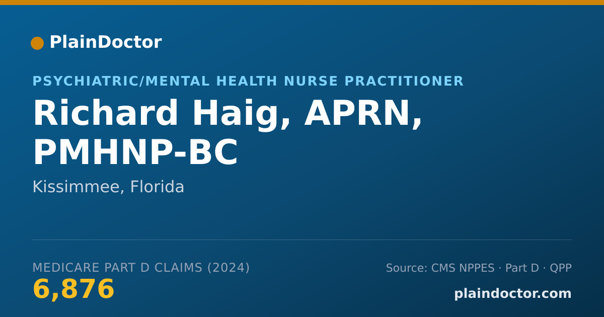 Shareable card for Richard Haig, APRN, PMHNP-BC - Psychiatric/Mental Health Nurse Practitioner, Kissimmee, FL